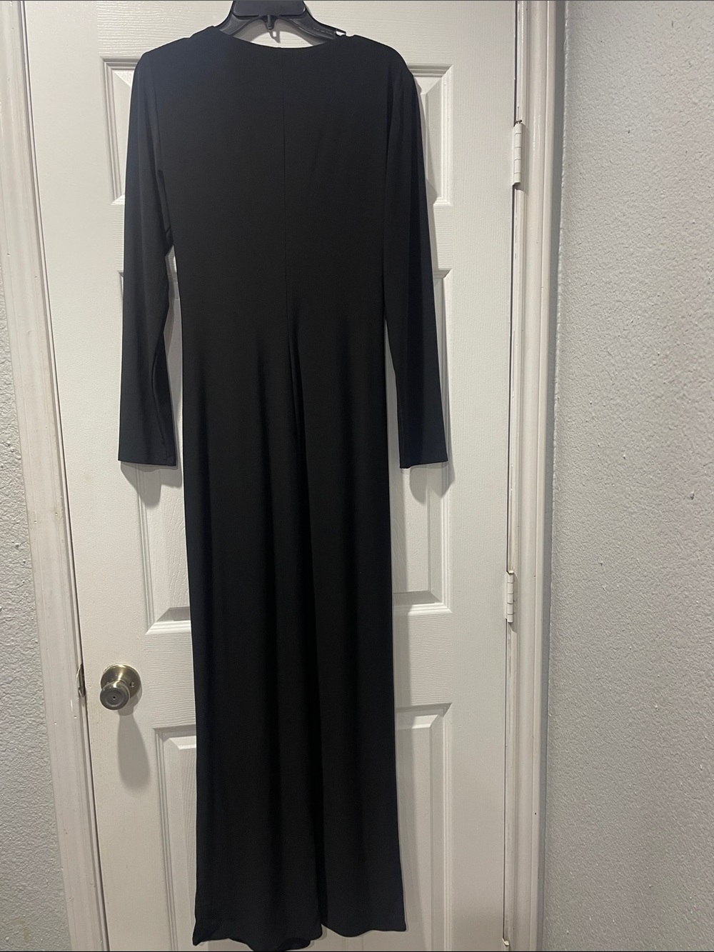 Ralph Lauren Black Long Sleeve Draped Wrap Gown with Brooch - Picture 4 of 4